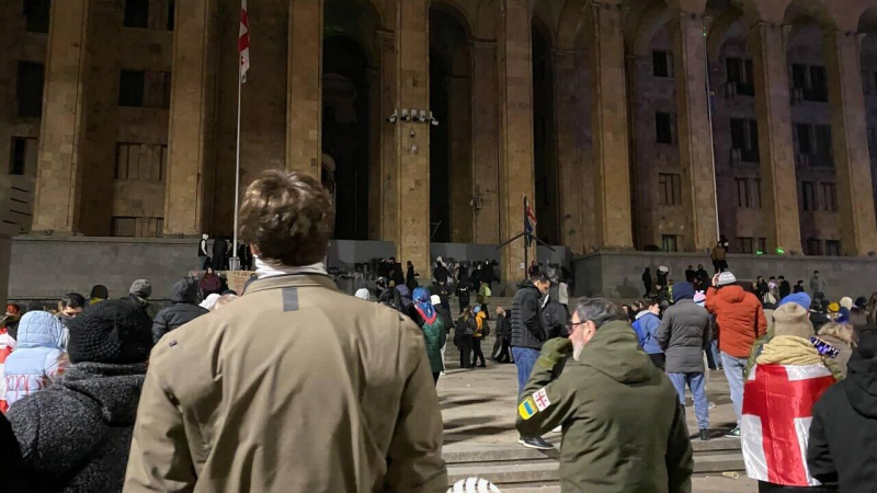 На митинге оппозиции в Тбилиси заметили участника с нашивками ВСУ